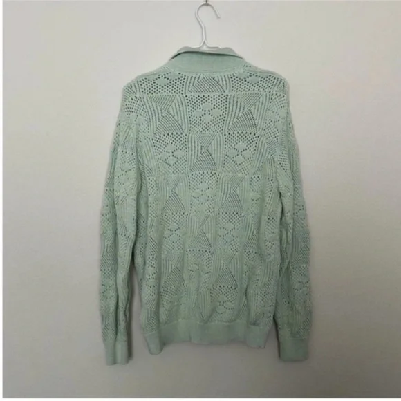 Kith Tilden Crochet Button Down Sweater Zen Green - Picture 5 of 8